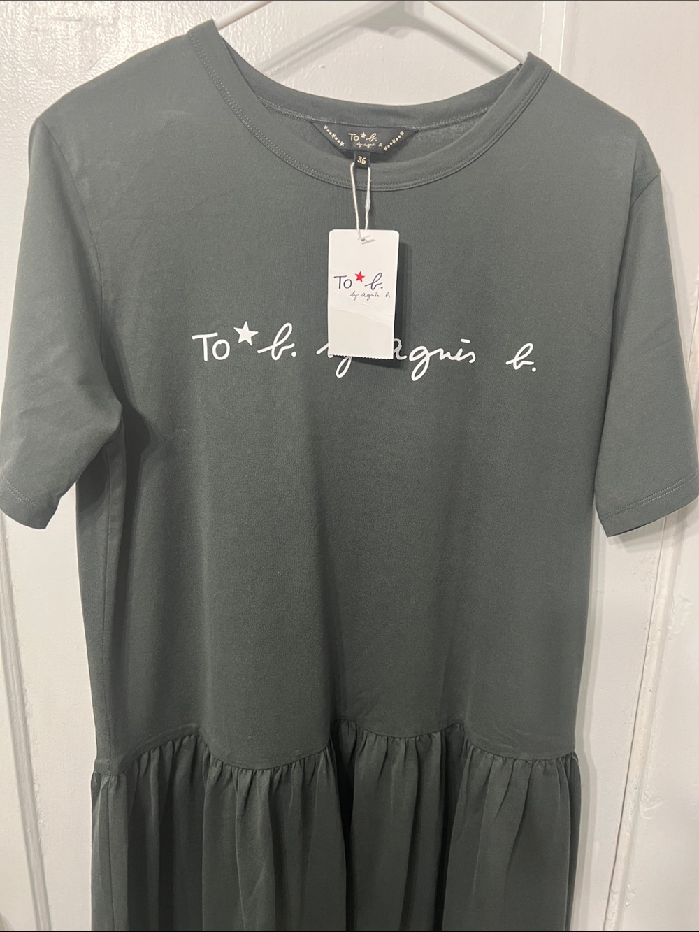 To b. by agnès b. Gray Logo Tee Dress NWT